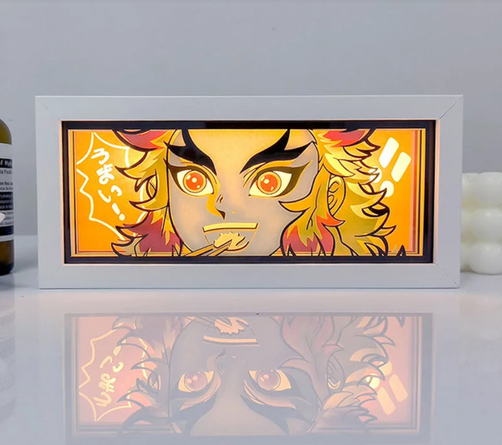 Demon Slayer Kyojuro Rengoku Light Box | 3D Anime LED Lamp for Fans