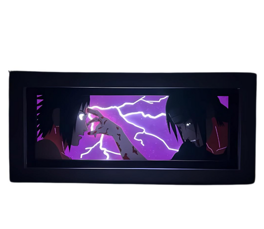 Realmkart Sasuke, Itachi Uchiha Light Box Uchiha Itachi & Sasuke 3D Lamp Box 23CM Light Lamp Night Light Anime Merchandise | 3D Shadow Light Box for Home Decoration, Anime Gifts, Cosplay, Display