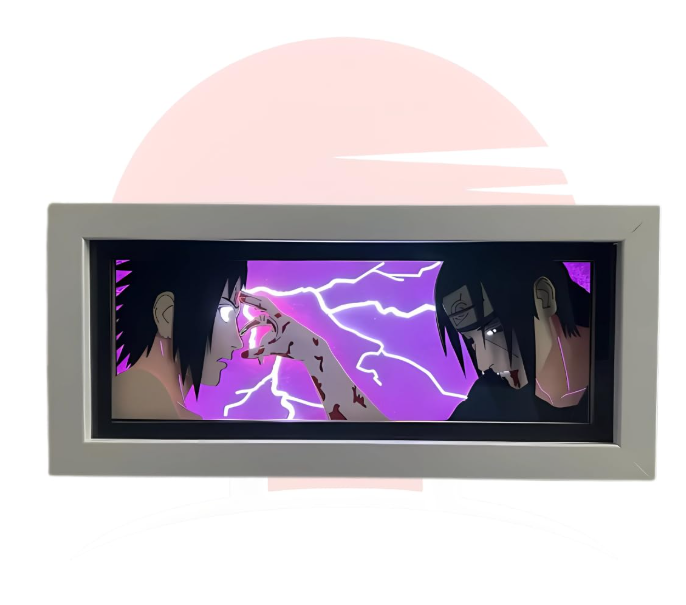 Realmkart Sasuke, Itachi Uchiha Light Box Uchiha Itachi & Sasuke 3D Lamp Box 23CM Light Lamp Night Light Anime Merchandise | 3D Shadow Light Box for Home Decoration, Anime Gifts, Cosplay, Display