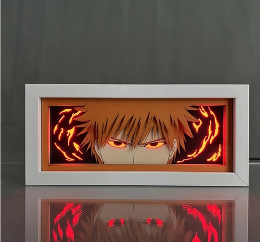 Zhongkaihua Kurosaki Ichigo Anime 3D Paper Carving Light Box RGB 7 Color Changing Anime Paper Sculpture Table Lamp for Bedroom Decor Bedside Lamp