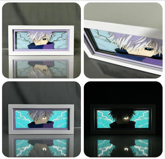 JJK Paper Cut Light Box Anime Lamp Fushiguro Megumi Paper Carving Lamp 3D Shaodw Box Frame Led Night Lamp 16-Color Changing Night Light for Bedroom Decoration