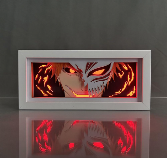 Zhongkaihua Kurosaki Ichigo Anime 3D Paper Carving Light Box RGB 7 Color Changing Anime Paper Sculpture Table Lamp for Bedroom Decor Bedside Lamp