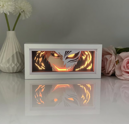 Zhongkaihua Kurosaki Ichigo Anime 3D Paper Carving Light Box RGB 7 Color Changing Anime Paper Sculpture Table Lamp for Bedroom Decor Bedside Lamp