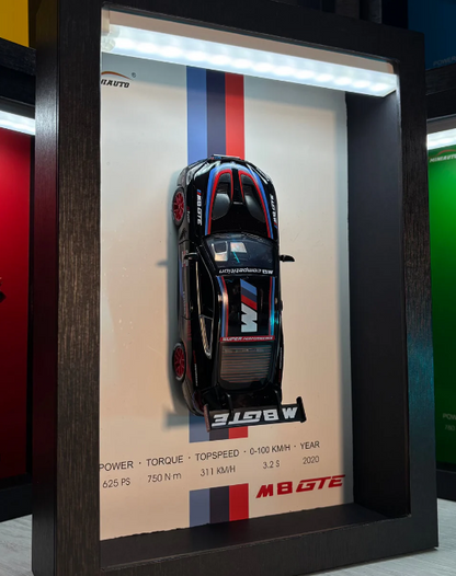 3D Car Frame Wall Art | Wooden Frame with Removable Die-Cast Cars, Lights, Pull-Back Action & Opening Doors | Collectible Display for Car Lovers